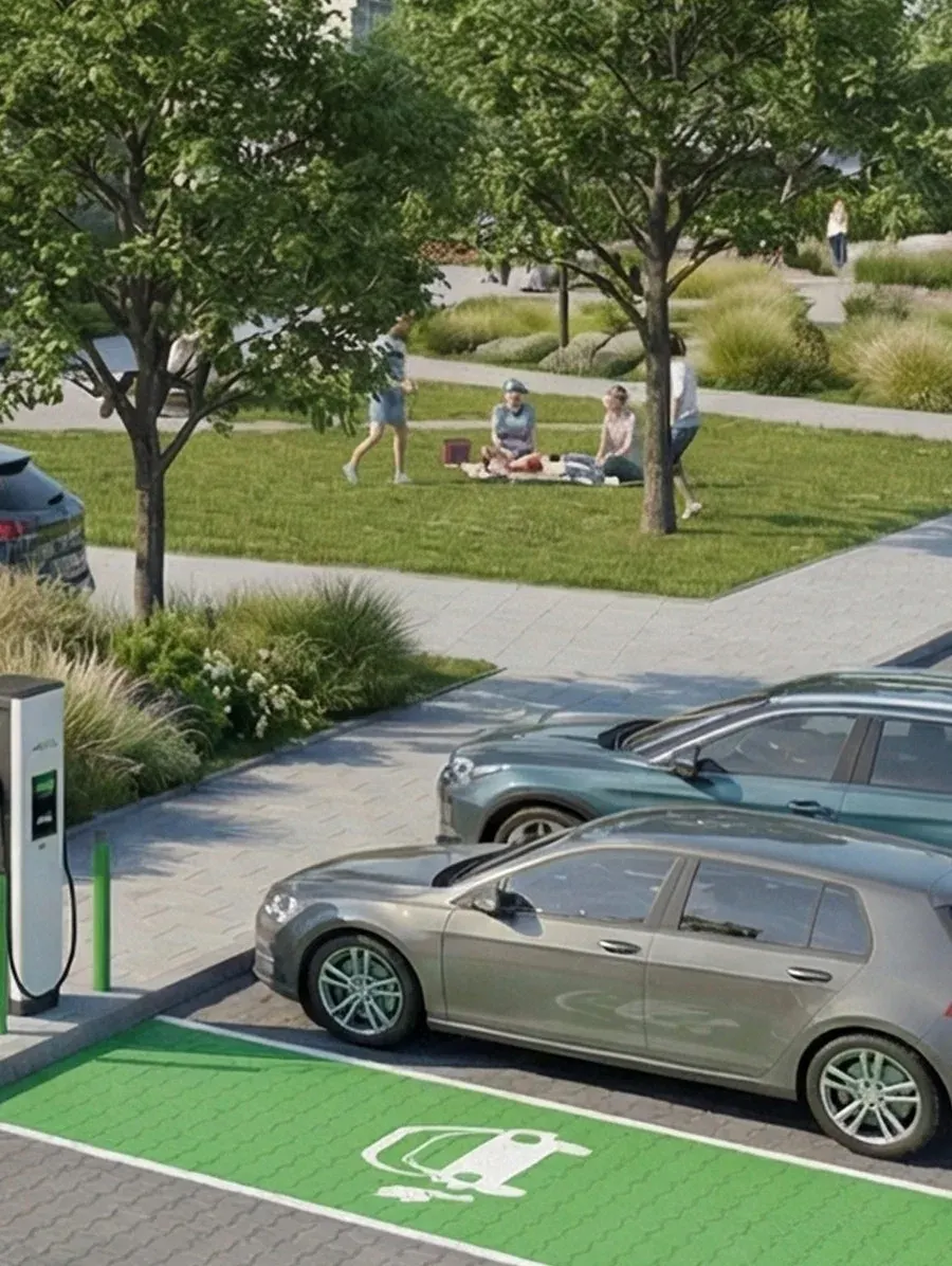 Pełna infrastruktura - stacja EV, drogi